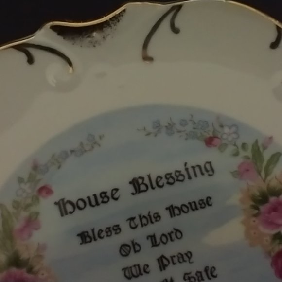 Ceramic House Blessing Plate Gold Gilded Made in Japan - Picture 7 of 16